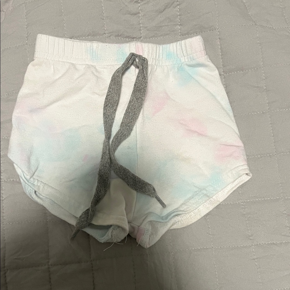 Portage and main Baby Girl Tie-Dye Pastel Lounge Shorts 6-12m Spring Summer